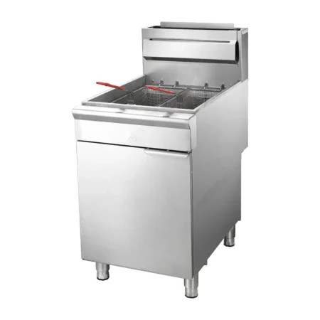 American style commercial gas deep fryer series with single tank floor standing stainless steel design