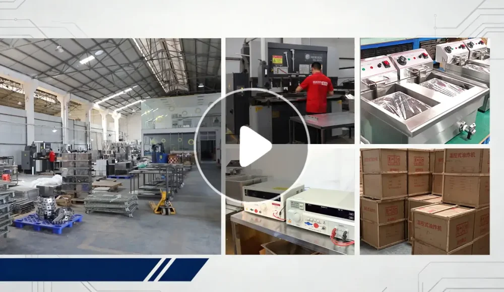 Shangbang Commercial Fryer Manufacturing Factory Showing OEM Production and Quality Control Processes